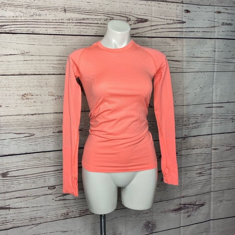 Lululemon Run Swiftly Long Sleeve Orange Lit Size 4